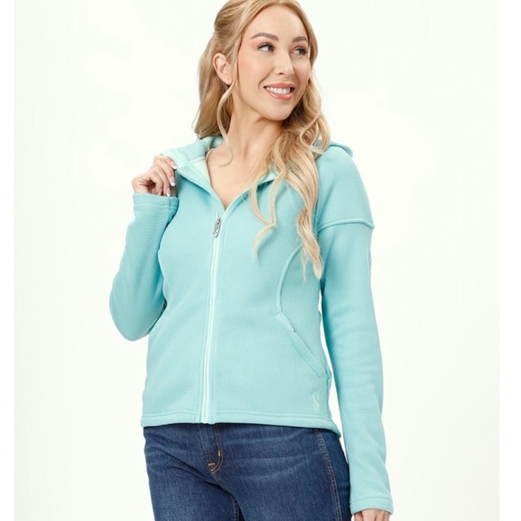 Spyder Aqua Sea Cara Full Zip Jacket Hooded Women’s Size Medium - Picture 1 of 12